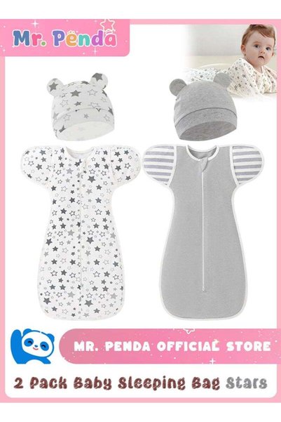 MR . Penda 2 Pack Baby Soft Swaddle Blankets, Arms-Free Sleeping Sack for Inf...