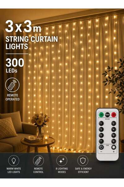 Zaprus 300 LED Fairy Curtain Lights USB Plug In, 8 Modes Fairy String Lights ...