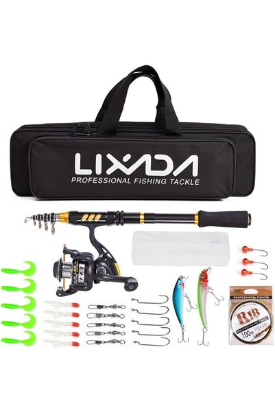 Generic Fishing Rod Reel Combo Carbon Fiber Telescopic Fishing Rod Spinning R...