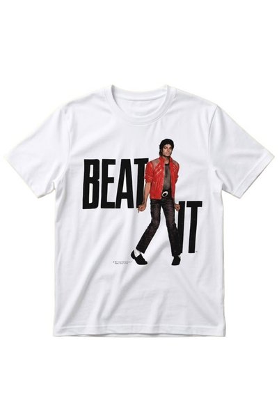 Vordevia Tricou oversize din bumbac cu imprimeu „Beat It” al lui Michael Jackson