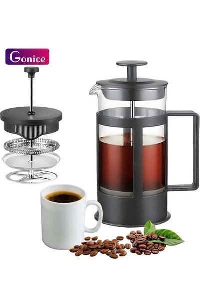 Gonice صانعة القهوة الفرنسية - 350 مل، صانعة الإسبريسو والشاي مع فلتر ثلاثي ا...