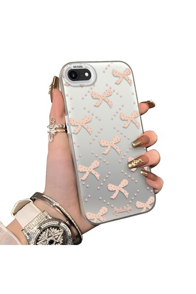Hontinga iPhone 7-Compatible Silicone Hard-Edge Back Case with Bow Tie Patter...