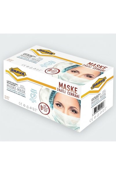3 KATLI CERRAHİ & MEDİKAL MASKE 50 Lİ PK 5 Lİ KUTU