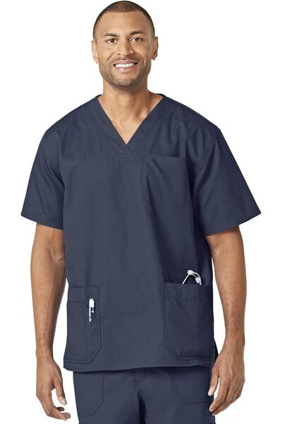 Generic Men's Ripstop Multi-Pocket Scrub Top