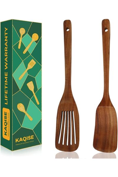 Generic Nonstick Wooden Spatula for Cooking, Finely Polished Teak Wooden Uten...