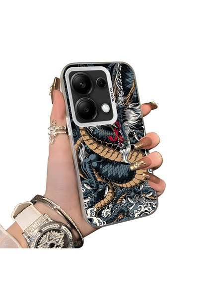 Hontinga Redmi Note 14s Compatible Silicone Hard-Edge Back Case with Dragon P...
