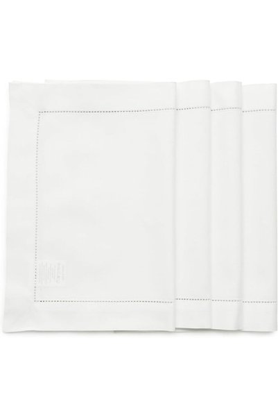 Solino Home Hemstitch Cotton Linen Placemats - 14 x 19 Inch, Set of 4 - Natur...