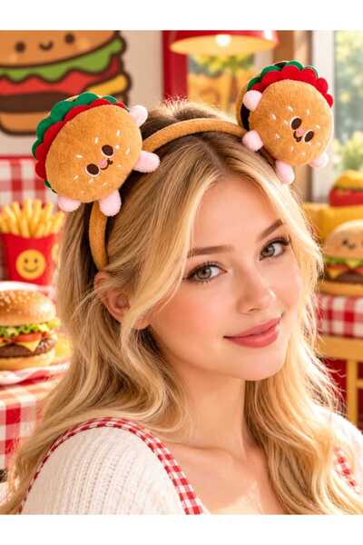 REBORN DESIGN 2 cm Fluffy Plush Hamburger-Shaped Crown