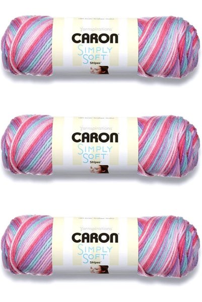 Generic Simply Soft Times Square Stripes Yarn - 3 Pack of 141g/5oz - Acrylic ...
