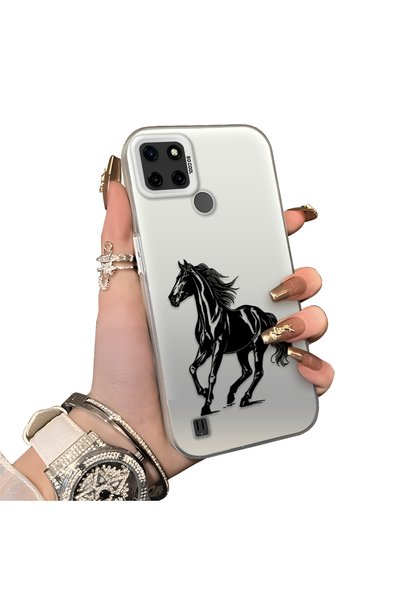Hontinga Realme C21Y Compatible Silicone Hard-Edge Back Case with Patterned "...