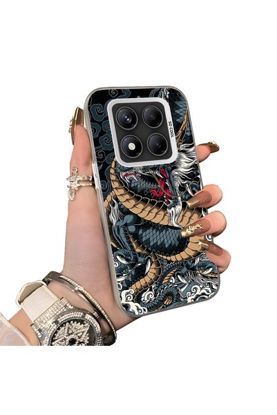 Hontinga Redmi Note 14 Pro Compatible Silicone Hard-Edge Back Case with Drago...
