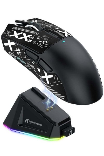 Attack Shark فأرة ألعاب لاسلكية خفيفة الوزن X11 مع قاعدة شحن RGB، ثلاثية الوض...