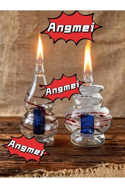 Angmei Handmade Heat-Resistant Glass Oil Lamp (Random Color)