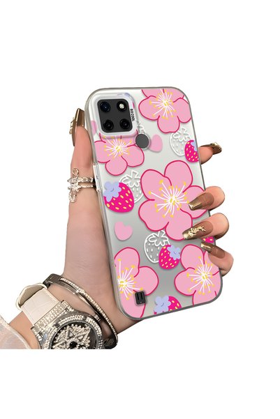 Hontinga Realme C21Y Compatible Silicone Hard-Edge Back Case with Strawberry ...