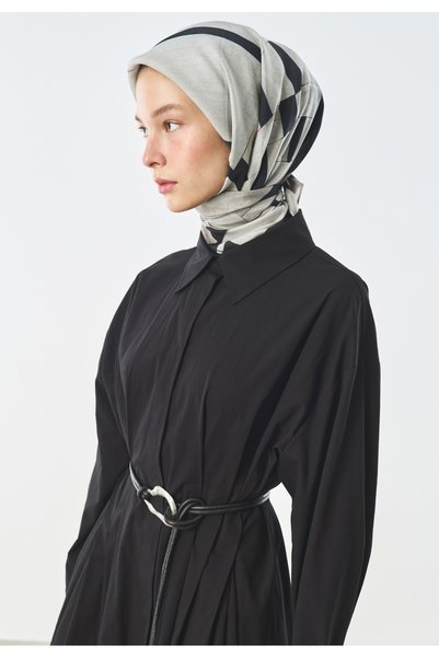 Freshscarfs Eșarfă din bumbac și mătase cu model „Bold Lines”, negru