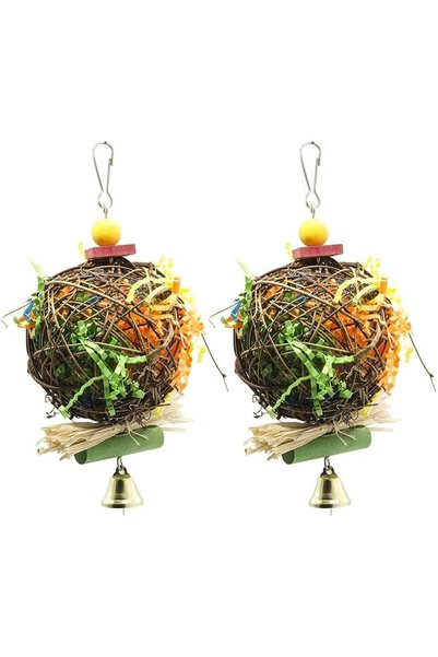 Generic COLIBROX 2 Pack Bird Chewing Toys Foraging Shredder Toy Parrot Cage S...