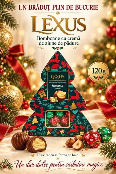 Lexus Hazelnut Cream – Bomboane cu cremă de alune de pădure, cutie cadou în f...