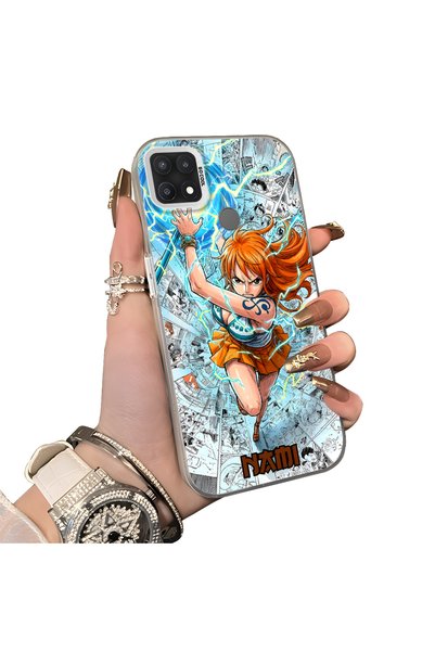 Hontinga OPPO A15 Compatible Silicone Hard-Edge Back Case with Nami Pattern—R...