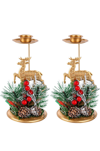 GGEROU Christmas Candleholders, Reindeer and Pinecone Christmas Decorations, ...