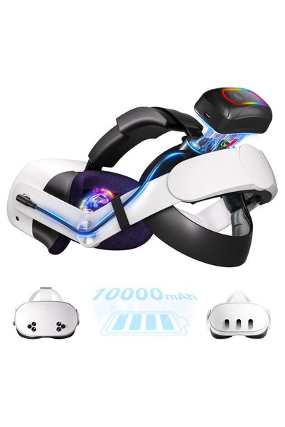 XICEN 10000mAh Battery Head Strap for Meta Quest 3s/3, with Cool RGB and Magn...