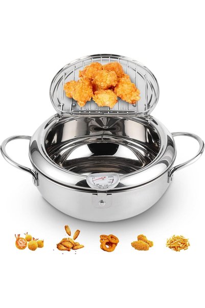 Generic Tempura Japanese Deep Frying Pot with Thermometer - 24 cm, Induction ...