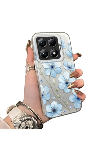 Hontinga Mi 14T Pro 5G Compatible Silicone Hard-Edge Back Case with Floral Pr...
