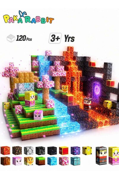 Paka Rabbit 120PCS High-Strength Magnetic Blocks - Build Mine Magnet World Ma...