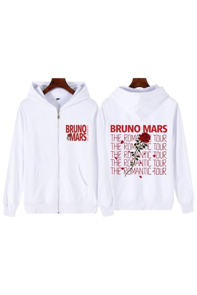 Vordevia Bruno Mars Printed 3-Thread Zipper Cardigan with Brushed Inside Frin...