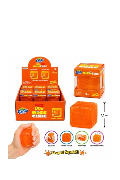 Generic Brand Jucărie Antistres Cub Fanta Nice Cube, Squishy Portocaliu Senzo...
