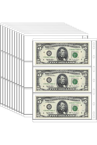 Generic 12 ورقة لجمع العملات الورقية، ألبوم لحفظ العملات، 36 جيبًا.