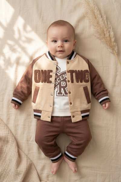 ANP MODA TASARIM Boys' Baby and Toddler 3-Piece Set with a Coffee-Colored Col...