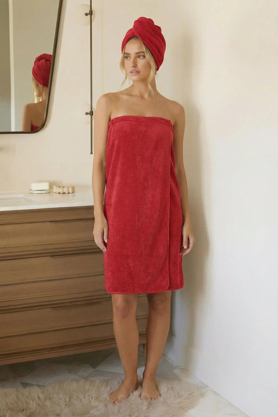 Karo Prosop pentru sauna, pareo, uscare rapida, rosu, L/XL