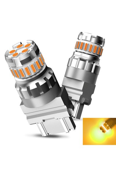 Choice مصباح LED أصفر كهرماني AUXITO قطعتين 3157 3156 3057 P27/7W لمبة LED T2...