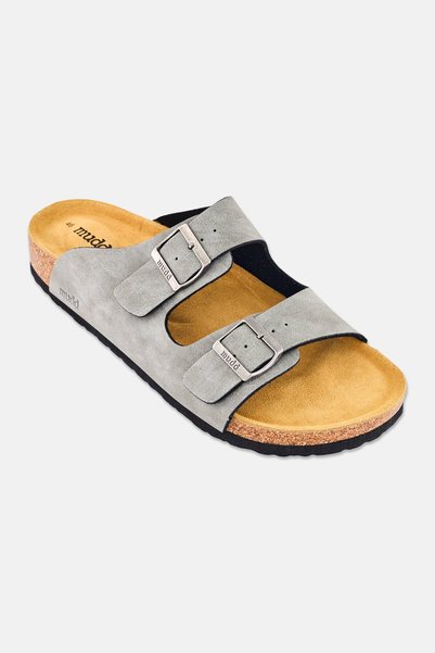 MUDD Men Slip On Cork Sandals, Grey