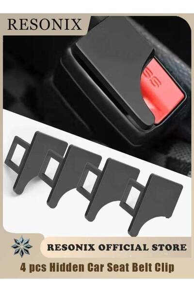 RESONIX 4 pcs Hidden Car Seat Belt Clip，Automotive Metal Seat Belt Buckle Ala...