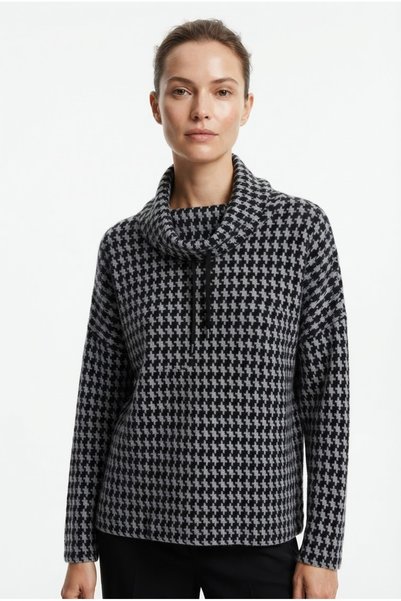 Neden Tekstil Pulover din tricot cu guler înalt și model „picior de găină” pe...