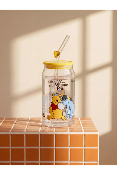 LC Waikiki LCW HOME Assorted Winnie the Pooh-Glass-Printed Mugs with Straws