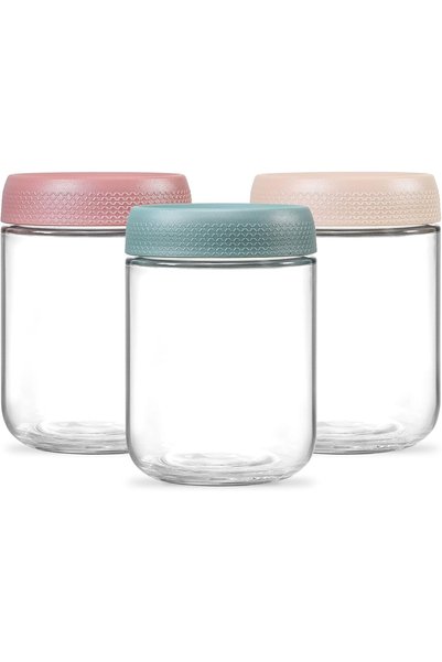 Generic 480ml Glass Jars with Airtight Lids, 3 Pack 16oz Wide Mouth Mason Jar...