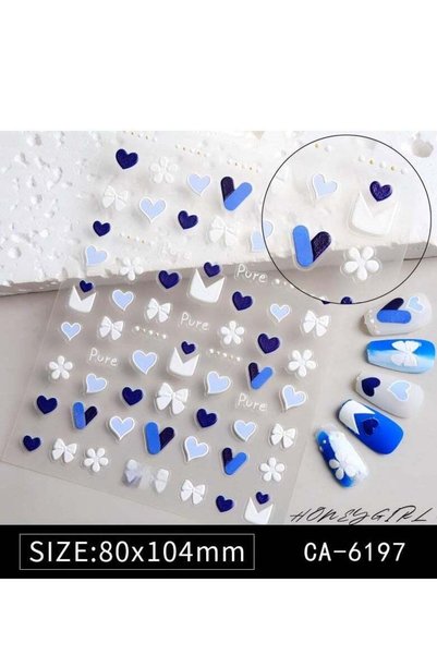 BABONA 2 Sheets 3D Embossed Self-Adhesive Nail Stickers – Waterproof Colored ...