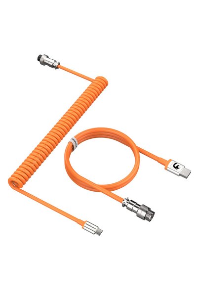 Generic كابل لوحة مفاتيح ملفوف C01، كابل USB-C احترافي مخصص - برتقالي