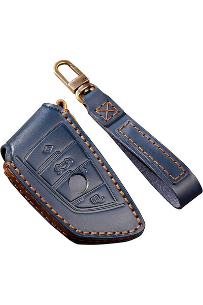 Generic Compatible with BMW New Leather Key Fob Cover Case Shell with Keychai...