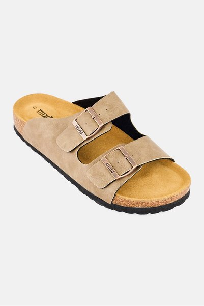 MUDD Men Slip On Cork Sandals, Light Brown