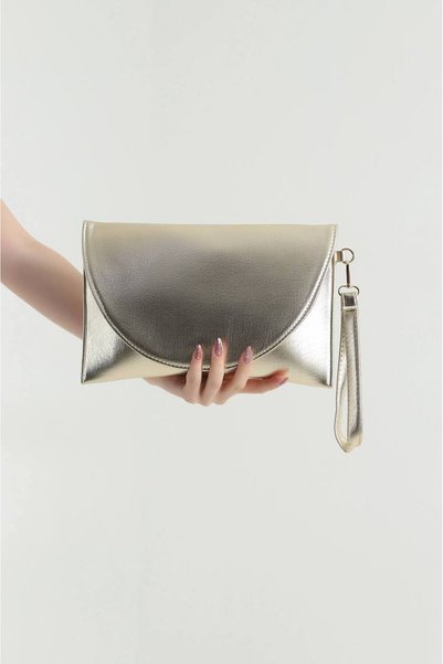 Fiori Kadın Zarf Kapaklı El Çantası Bilek Askılı Şık Portföy Clutch Çanta