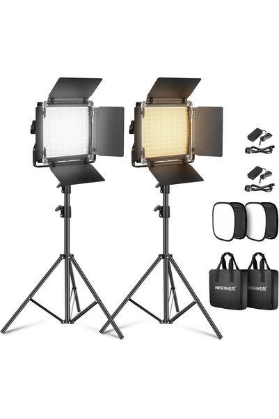 Generic مجموعة إضاءة فيديو LED ثنائية اللون 660 مع حامل (عبوتين): (2) إضاءة ق...