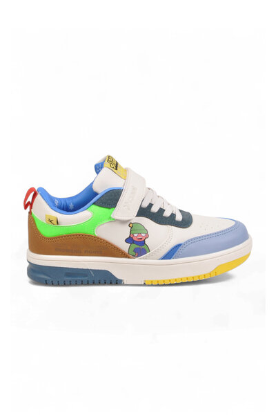 Cool White-Brown Boys' Walking and Sneakers with Velcro Straps, Thick Sole, C...