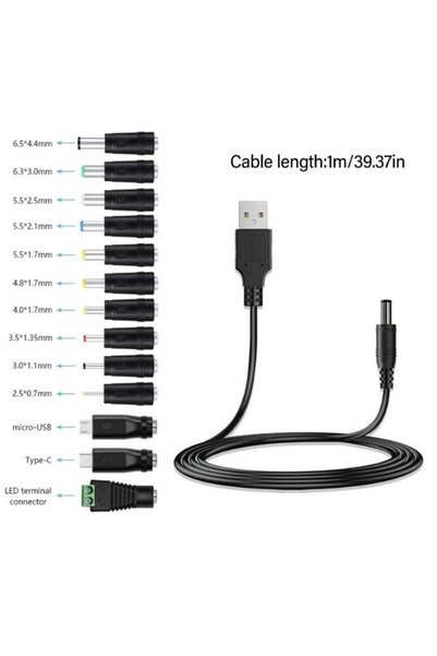 Chabeia كابل طاقة 5 فولت، من نوع DC5521، يحول من USB إلى موصل DC5.5x2.1 مم، م...