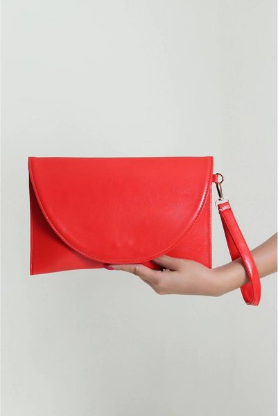Fiori Kadın Zarf Kapaklı El Çantası Bilek Askılı Şık Portföy Clutch Çanta