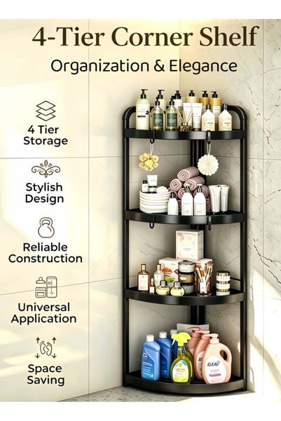 XIUWOO 4-Tier Corner Shelf,Corner Shower Caddy Standing,4-Tier Storage Cart,T...