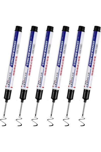 TERRIFI Deep Hole Marker Pens for Construction and Woodworking, 6PCS Waterpro...