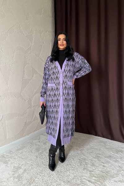WeShaya سترة صوفية بأزرار أرجوانية